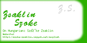 zsaklin szoke business card